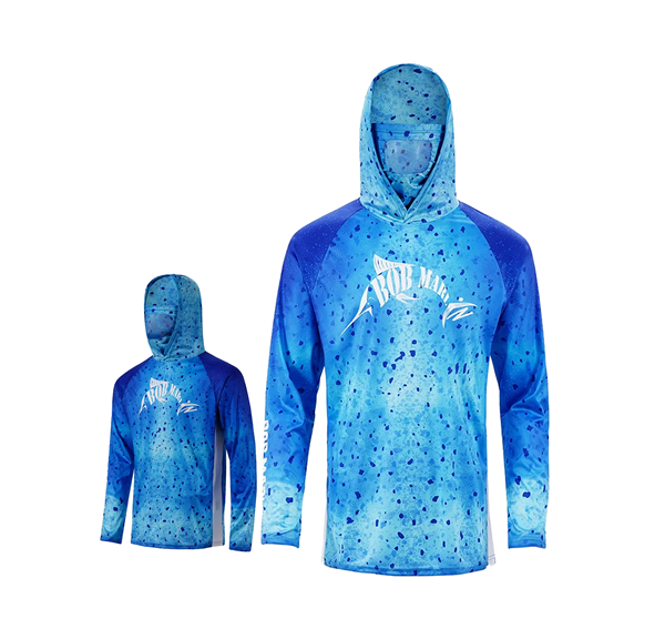 Suéter de Hombre con Capucha y Máscara Bob Marlin Mahi Blue - UV UPF 50+