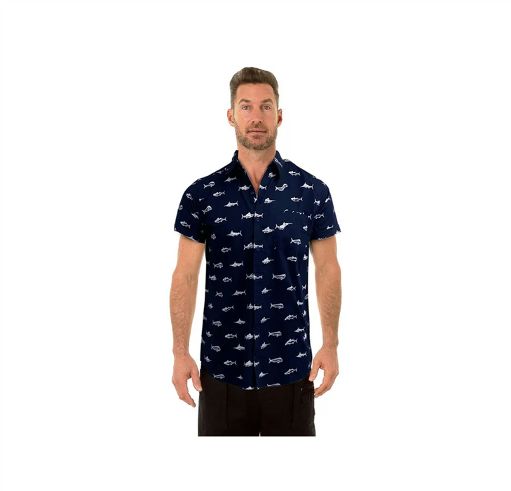 Uzzi Hawaiian Cotton Fish Men's Shirt 