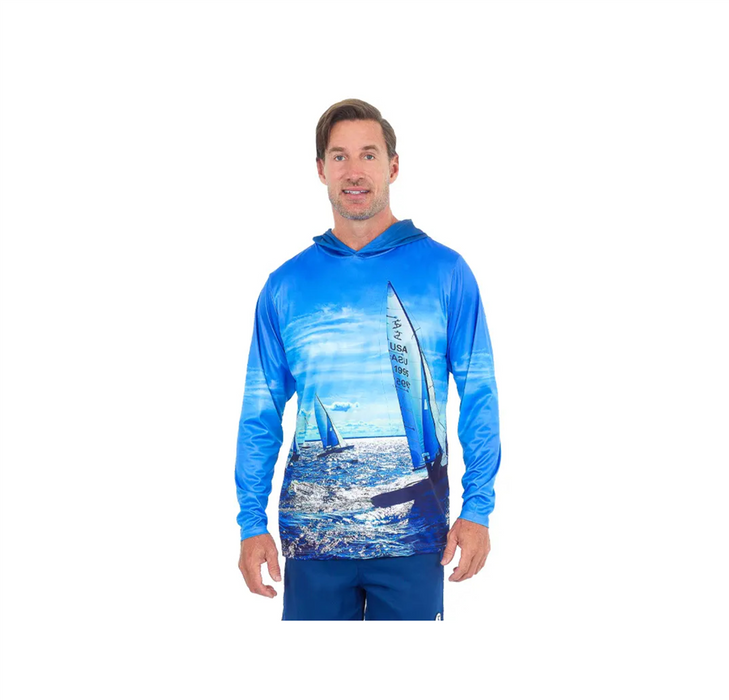 Uzzi Men's Dri Fit SailBoats Long Sleeve Sweater UPF30 