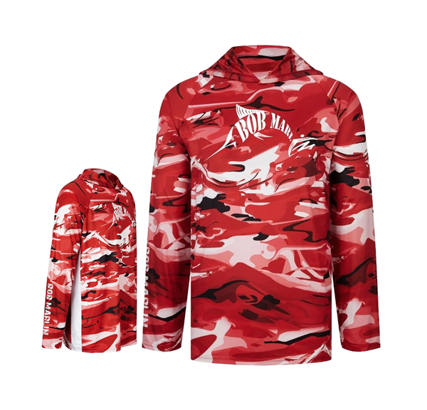 Suéter de Hombre con Capucha Bob Marlin Red Storm Camo - UV UPF 50+