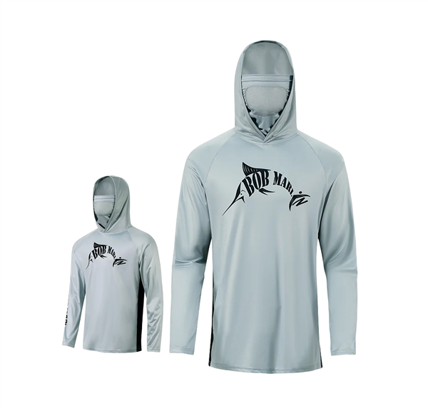 Suéter de Hombre con Capucha y Máscara Bob Marlin BM Grey - UV UPF 50+